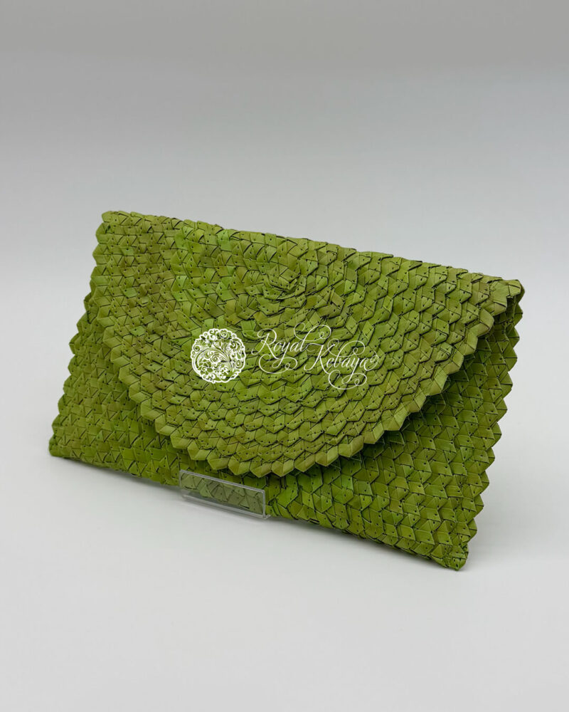 Odelia Woven Clutch in Lime Moss
