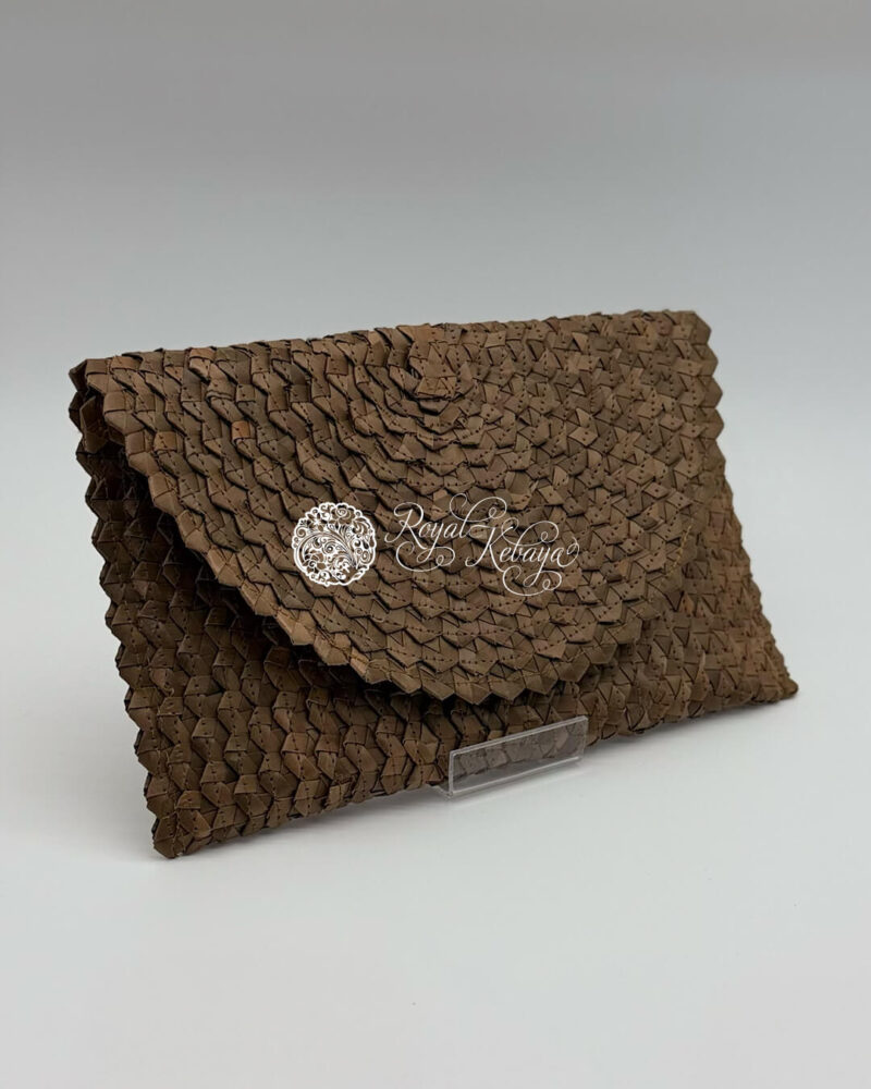 Odelia Woven Clutch in Toffee Brown