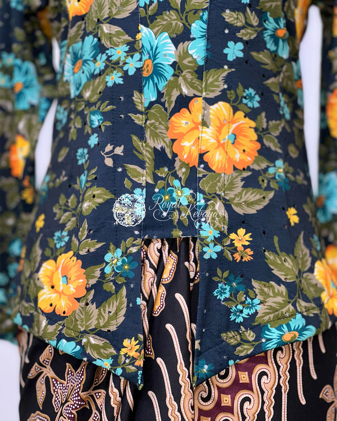 Kebaya Lashira in Navy Blue Orange - Image 3