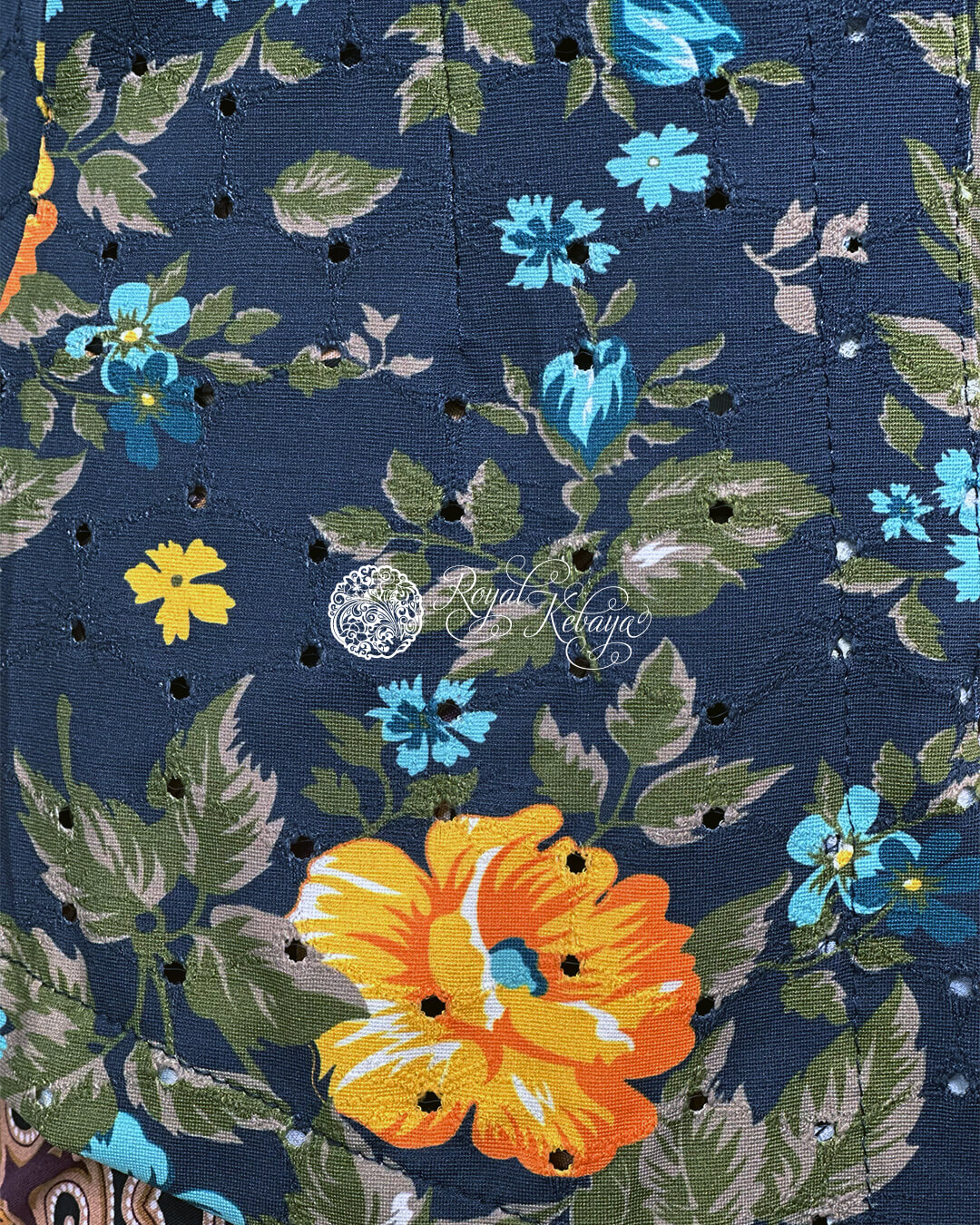 Kebaya Lashira in Navy Blue Orange - Image 4