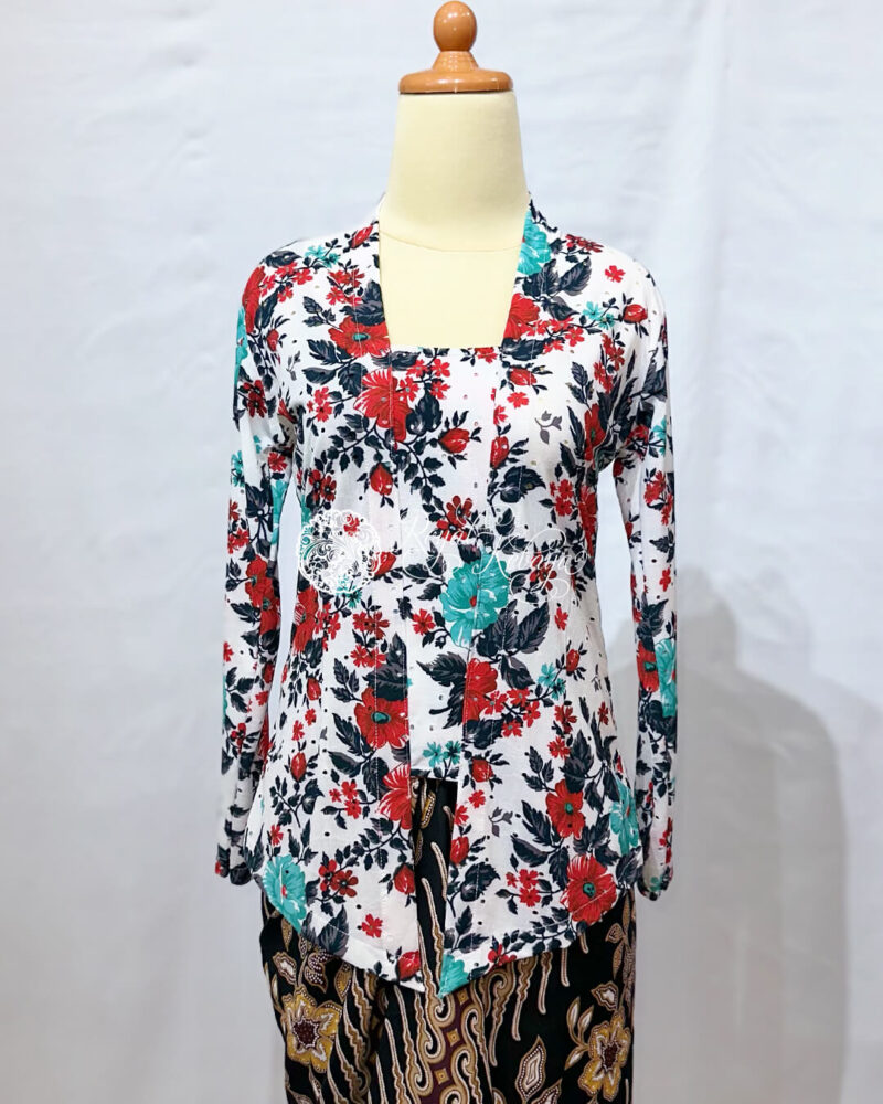 Kebaya Lashira in White Red