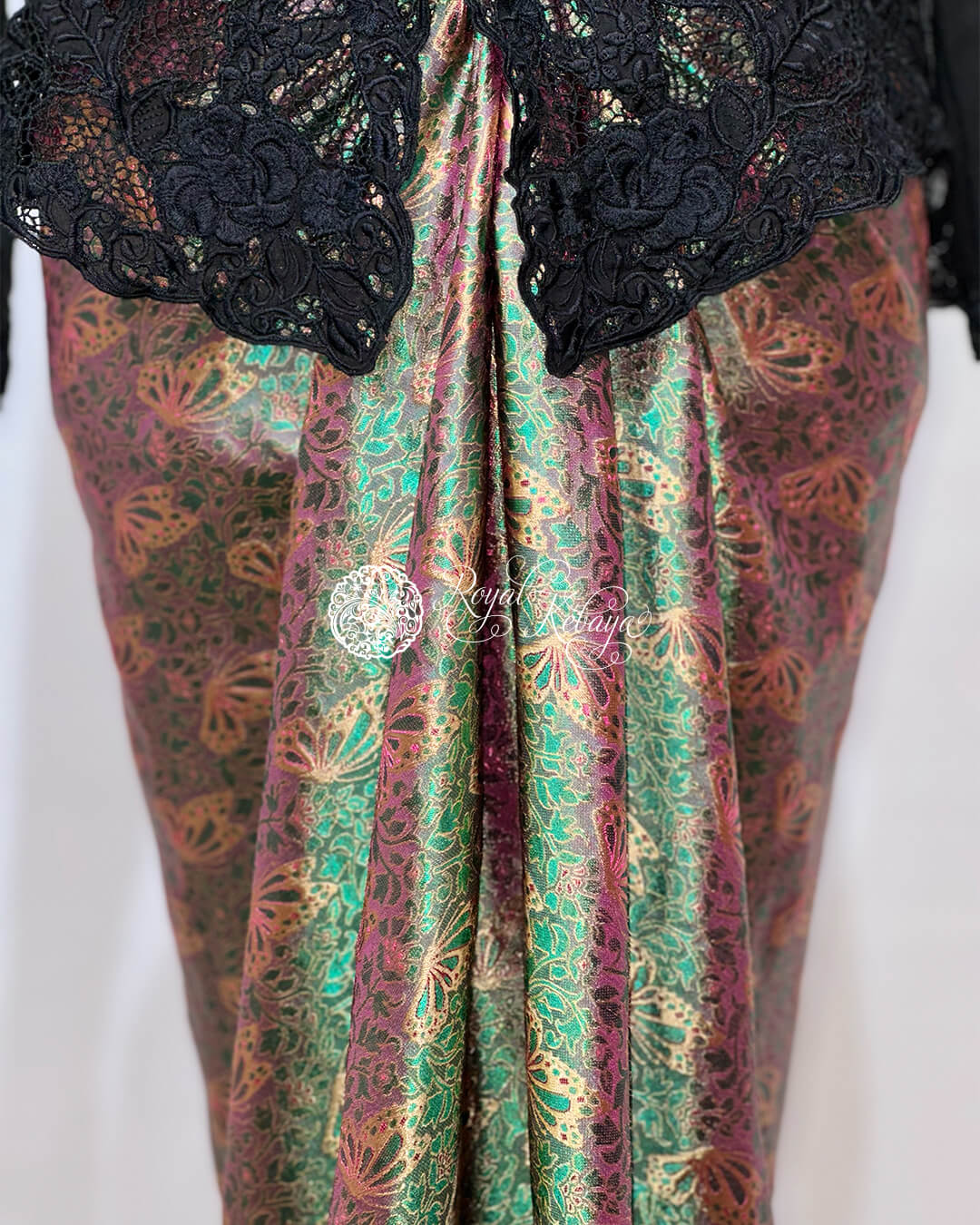 Calinda3 Fixed-Base Wrap Thin Songket Skirt - Image 2