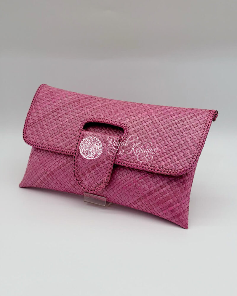 Qabila Woven Clutch in Bubblegum Tint