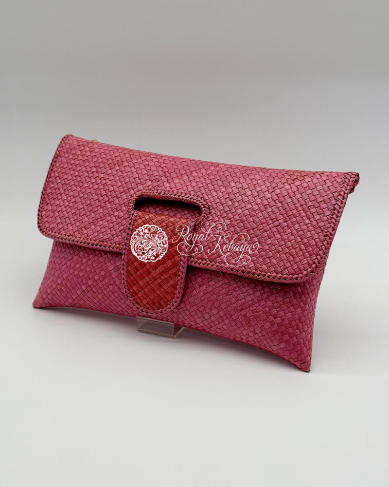 Qabila Woven Clutch in Cotton Candy