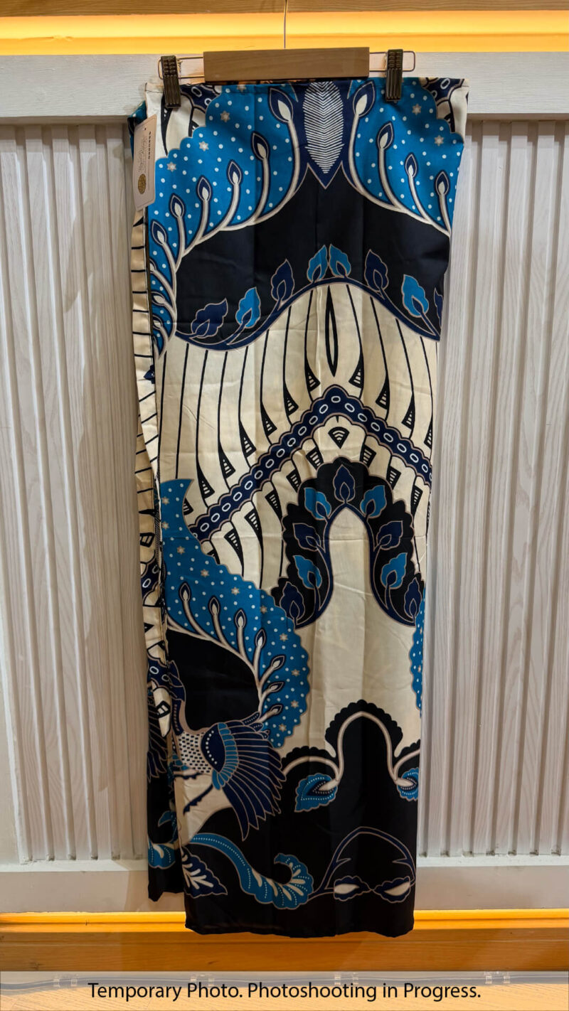 Asma Self-Tie Wrap Skirt in Ink Black and Ocean Blue