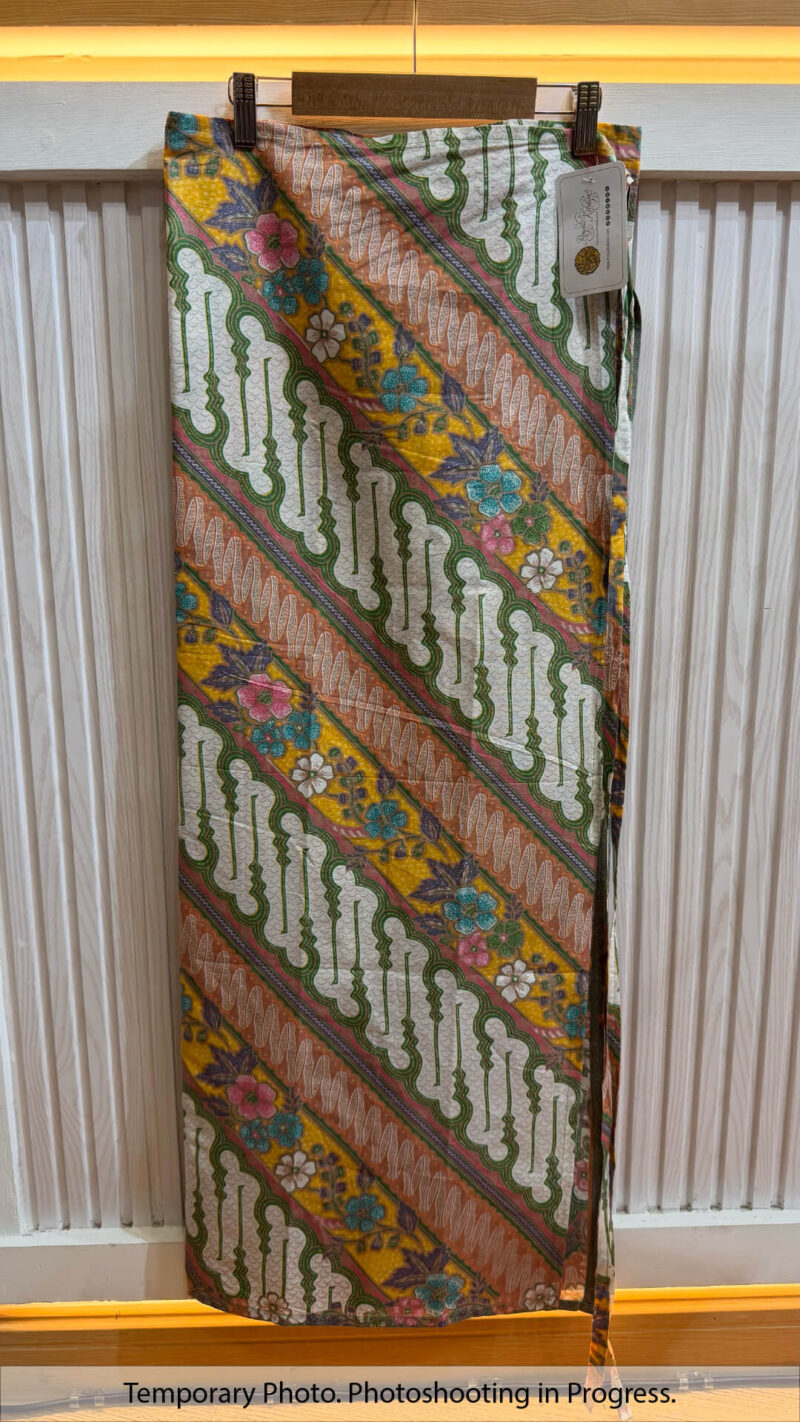 Fila Self-Tie Wrap Skirt in Amber Gold and Forest Moss