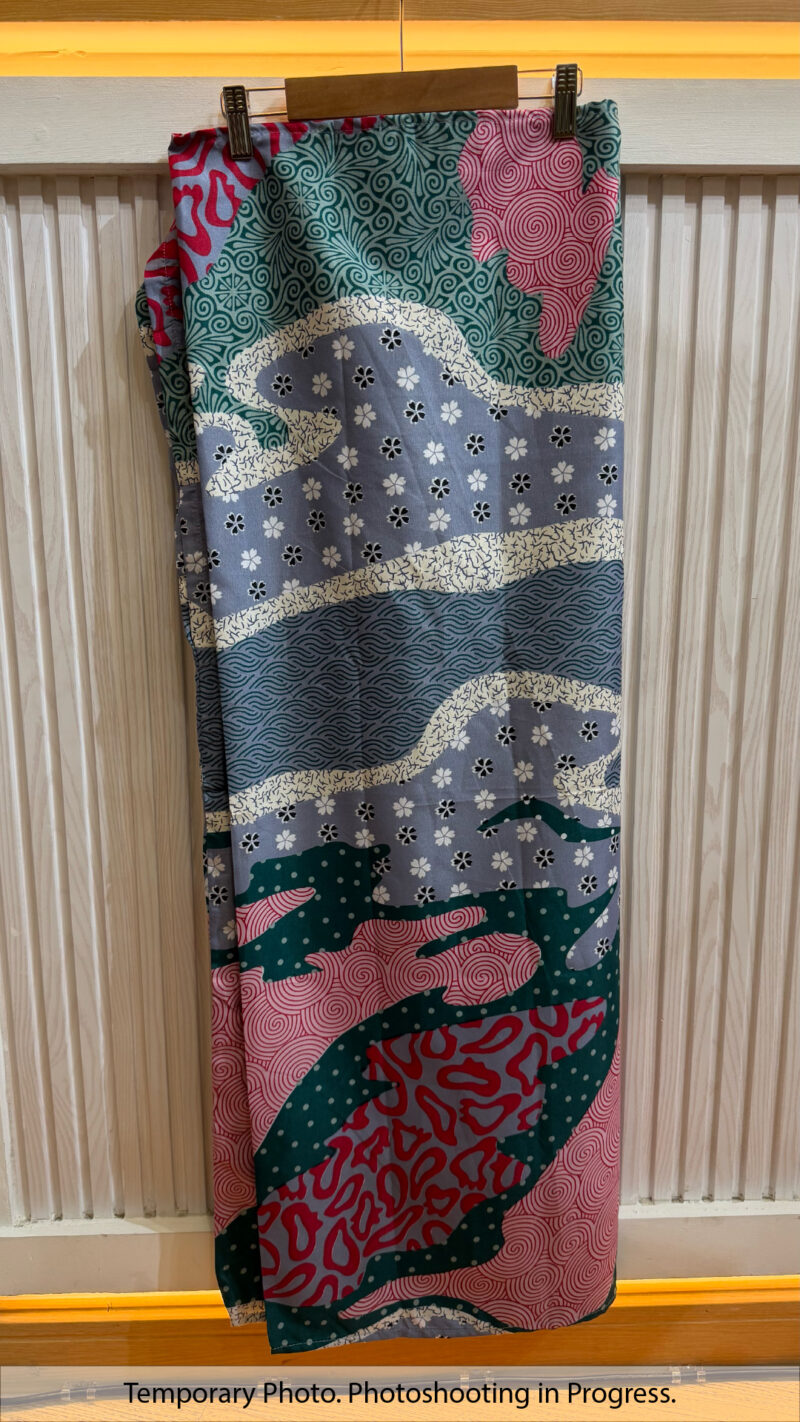 Lena Self-Tie Wrap Skirt in Lavender Grey and Pine Teal