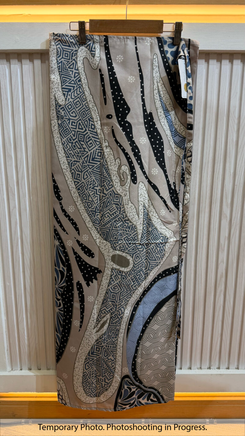 Nina Self-Tie Wrap Skirt in Almond Silk and Air Force Blue