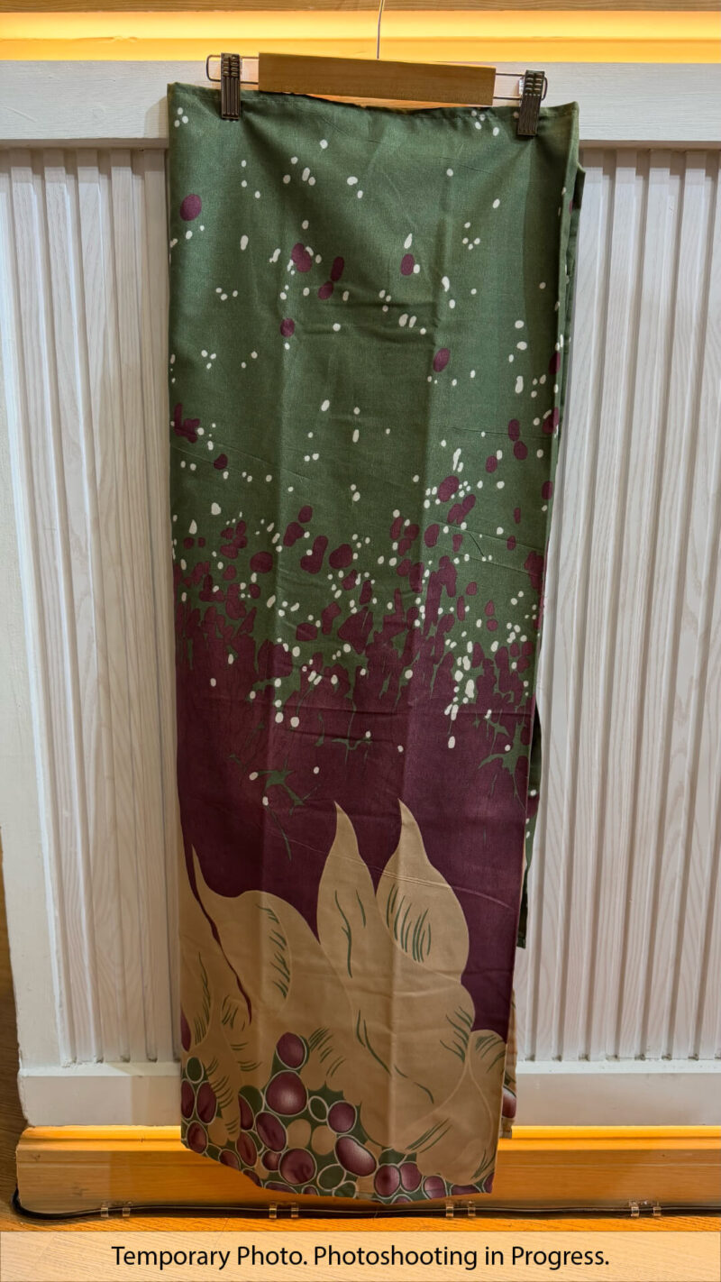 Olya Self-Tie Wrap Skirt in Palm Leaf and Royal Plum