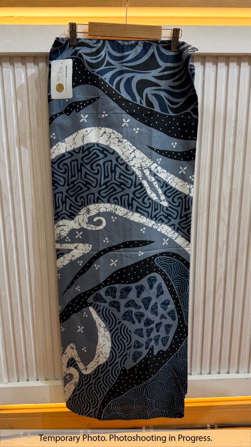 Rose Self-Tie Wrap Skirt in Cool Steel and Porcelain