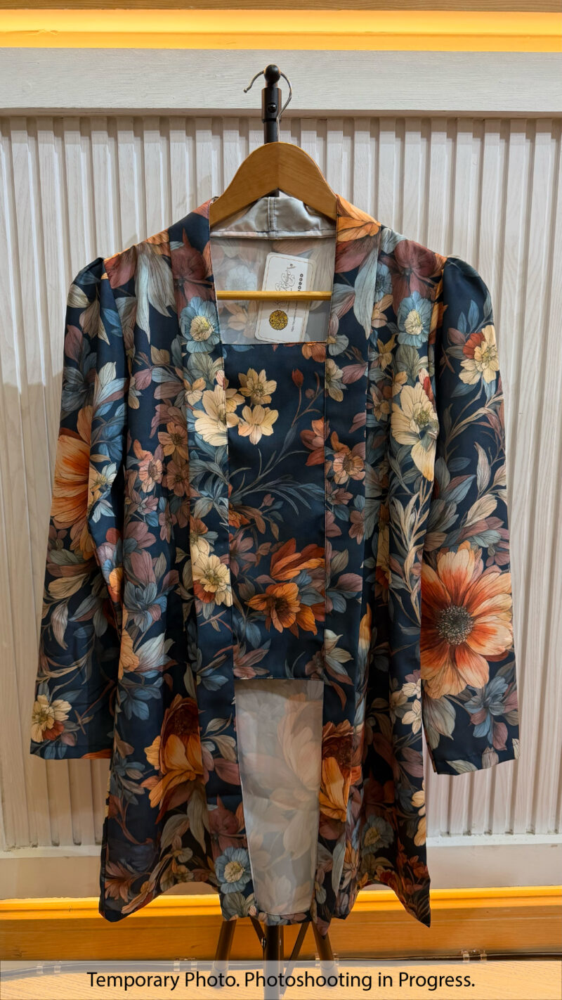 Shafryn Long Kutubaru Kebaya in Blue Slate