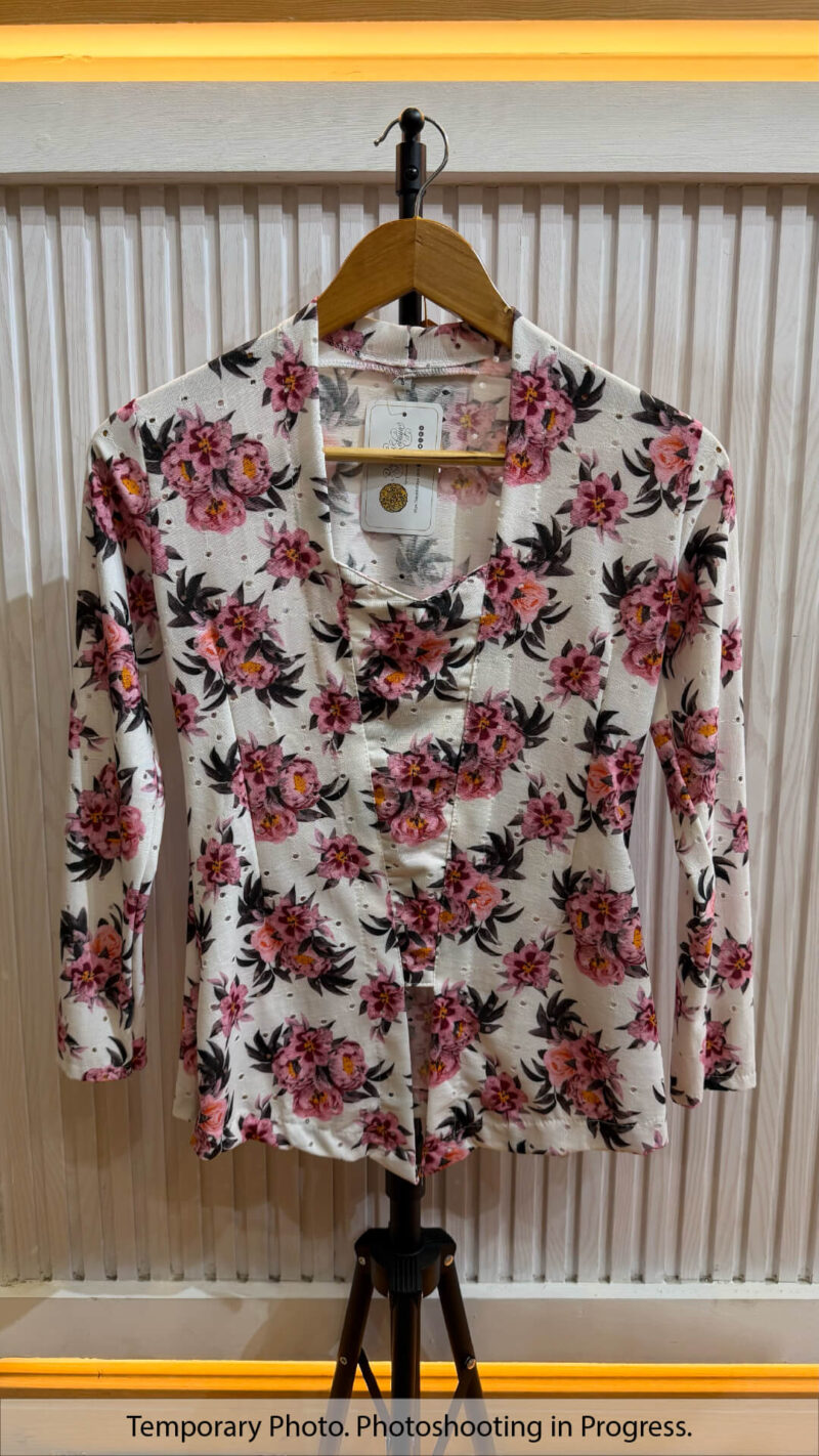 Syahmina Kutubaru-Style Kebaya in Porcelain and Cherry Blossom