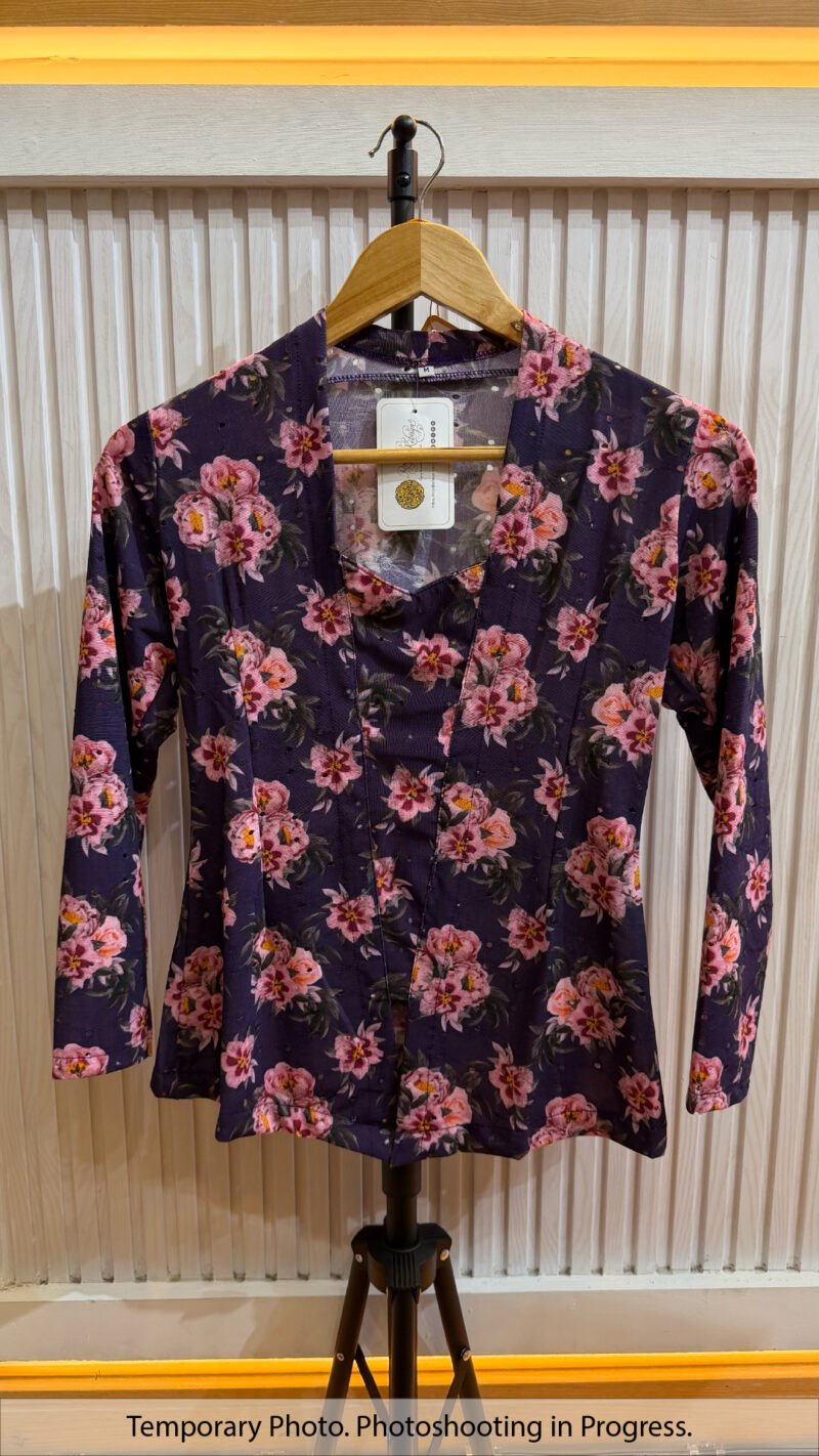 Syahmina Kutubaru-Style Kebaya in Vintage Grape and Cherry Blossom