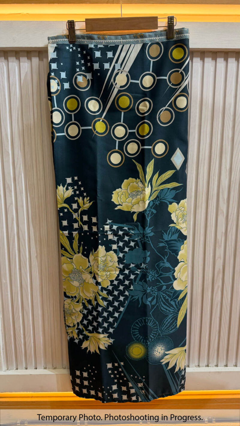 Xena Self-Tie Wrap Skirt in Dark Teal and Lemon Lime