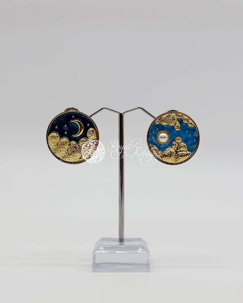 Alia Stud Earrings in Sky Blue and Stormy Teal