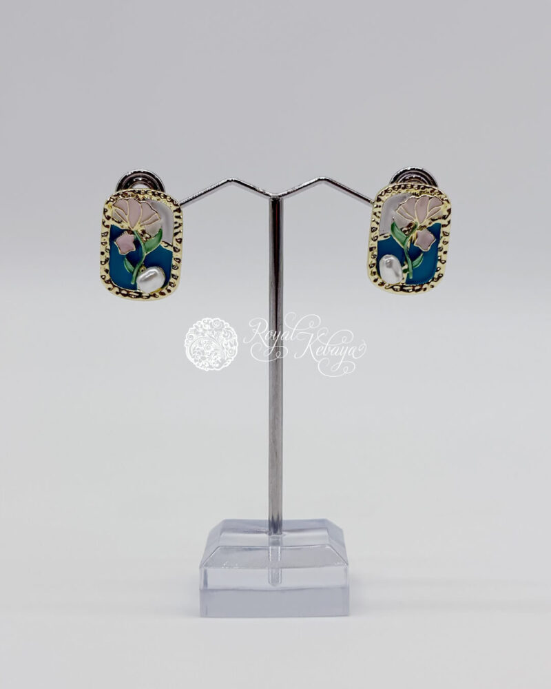 Caa Stud Earrings in Blue Bell and Petal Forest