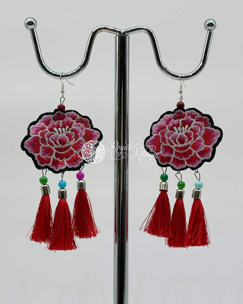 Mai Dangle Earrings in Ruby Red and Cotton Candy