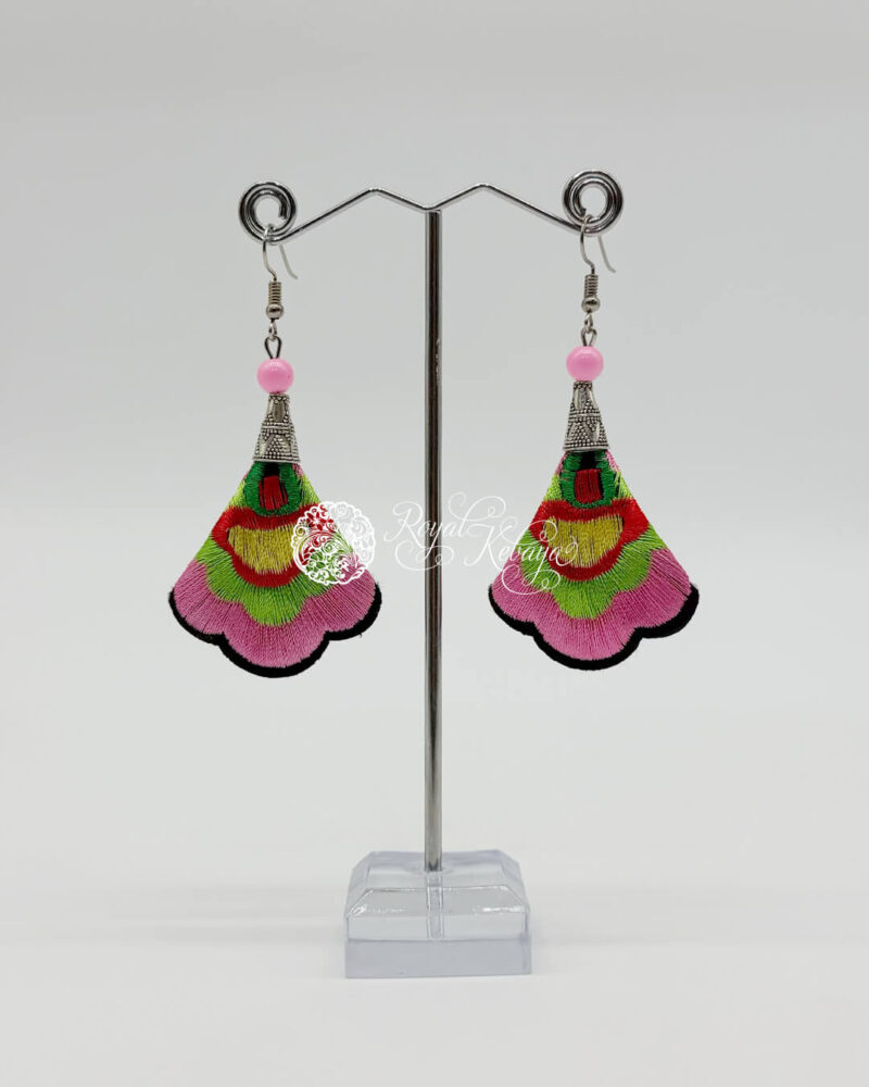 Mao Dangle Earrings in Cotton Candy and Lime Moss
