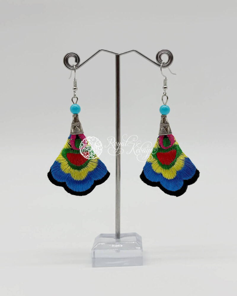 Mao Dangle Earrings in French Blue and Canary Yellow