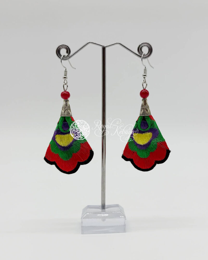 Mao Dangle Earrings in Mahogany Red and India Green
