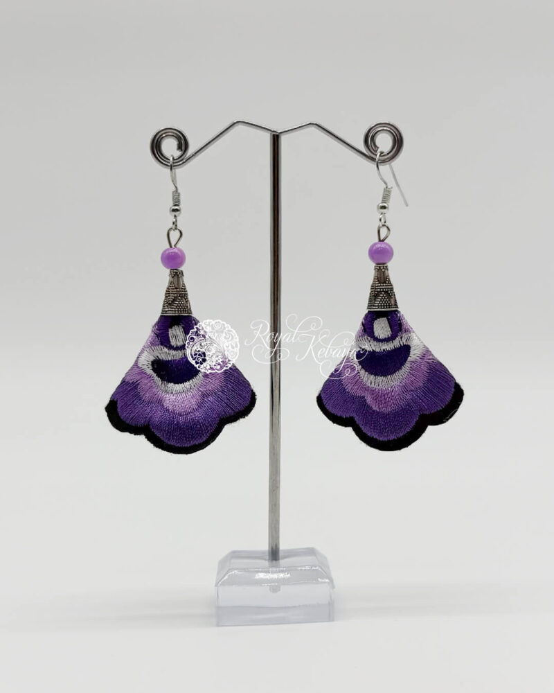 Mao Dangle Earrings in Vintage Grape and White