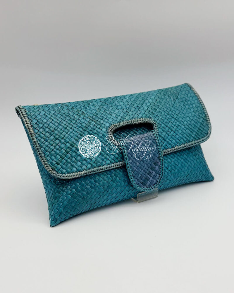Qabila Woven Clutch in Stormy Teal