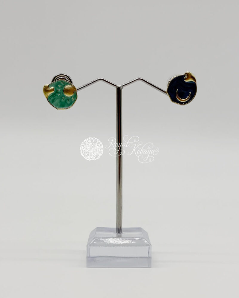 Qae Stud Earrings in Celadon and Dusk Blue