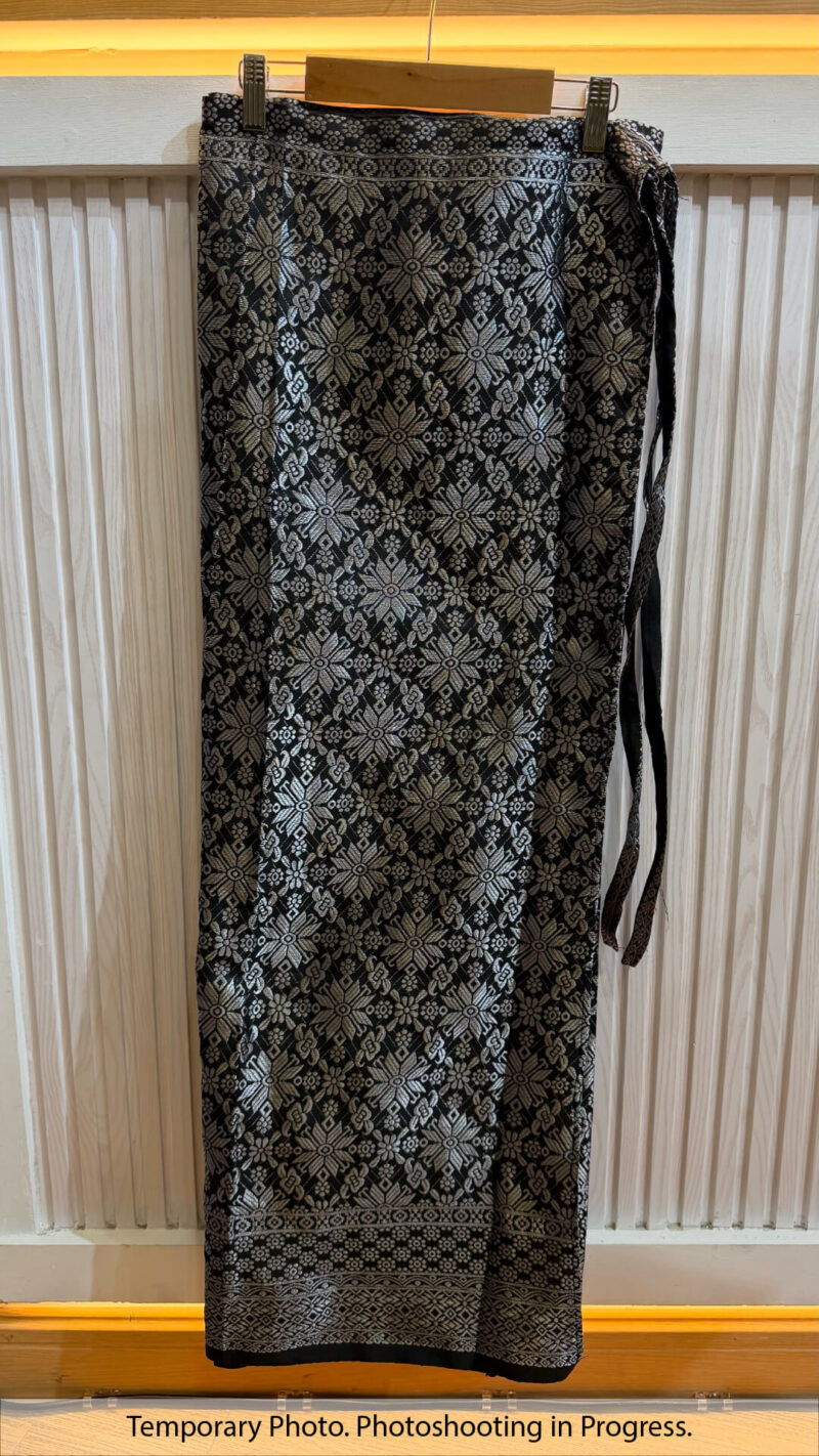 Taghrid Self-Tie Wrap Skirt in Carbon Black and Silver