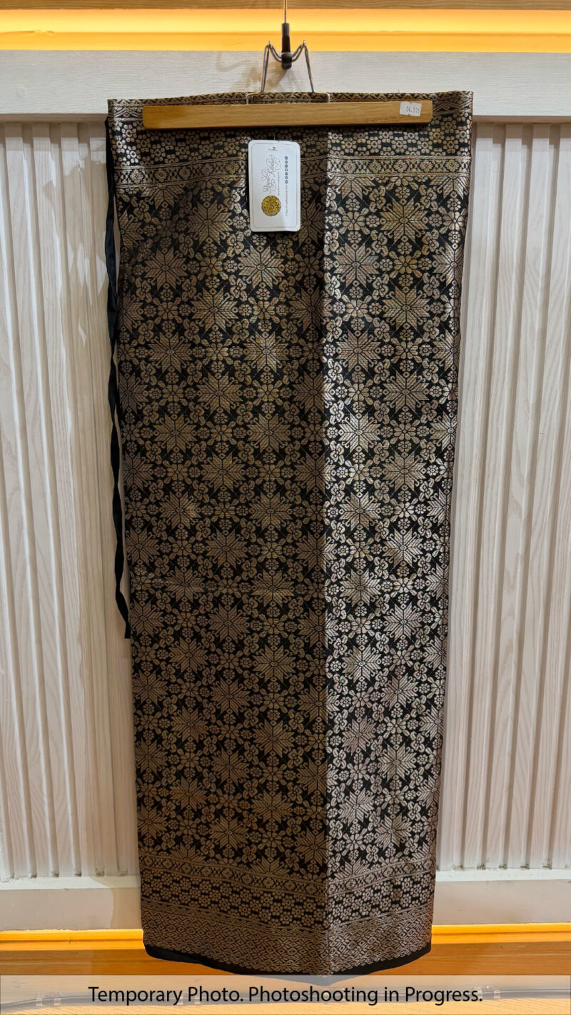 Taghrid Self-Tie Wrap Skirt in Deep Walnut and Black