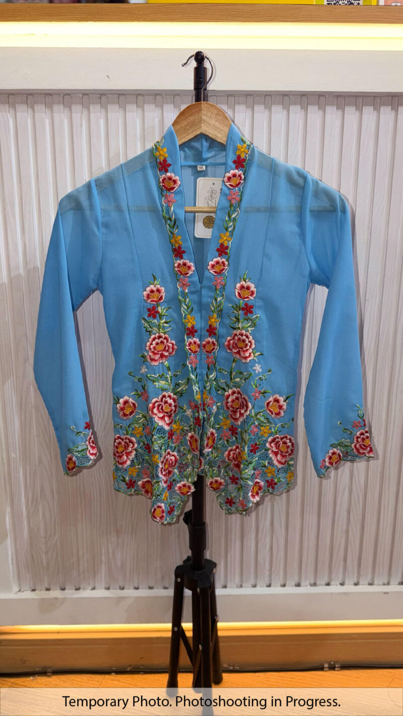 Adiratna Nyonya Kebaya in Cool Sky and Brick Red