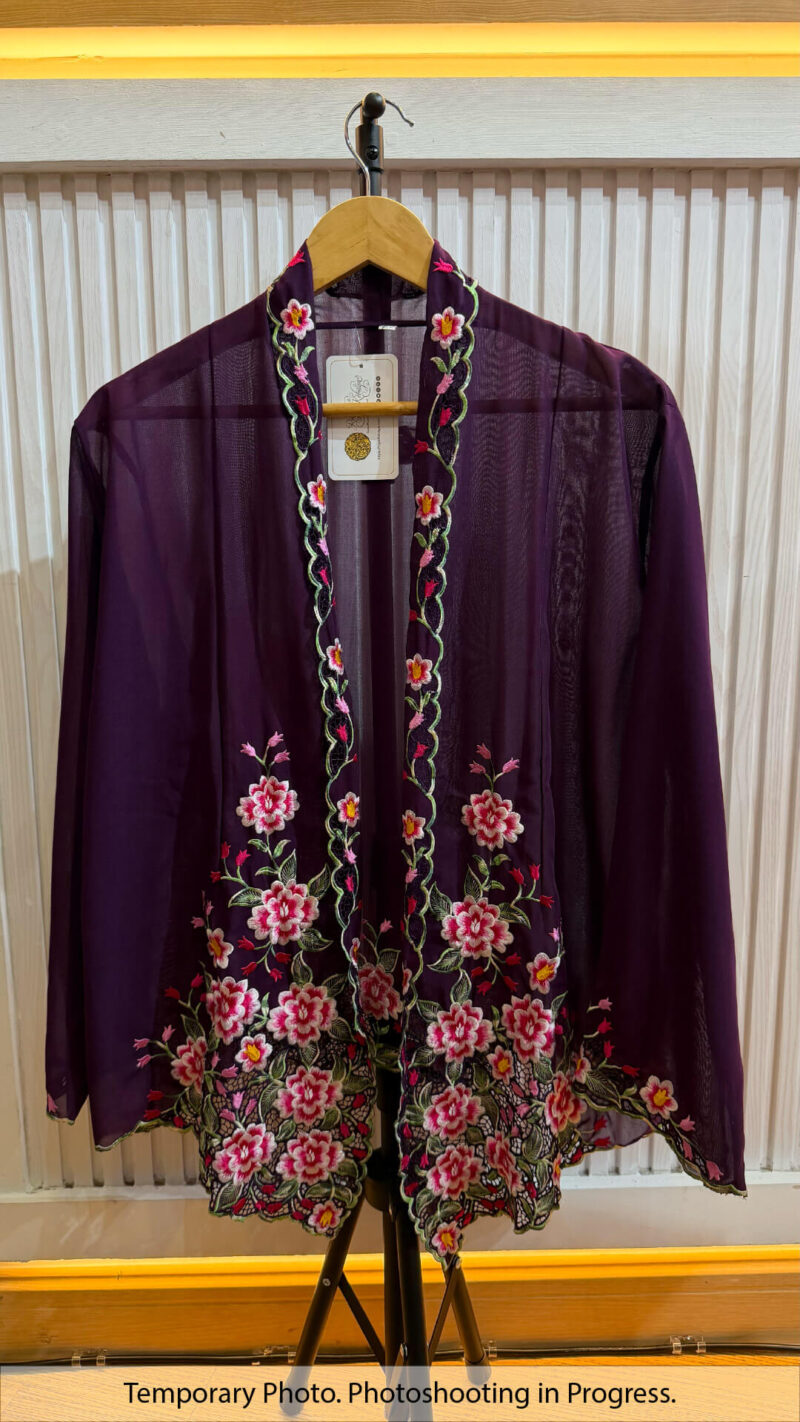 Cempaka Kebaya in Midnigh Violet and Raspberry Red