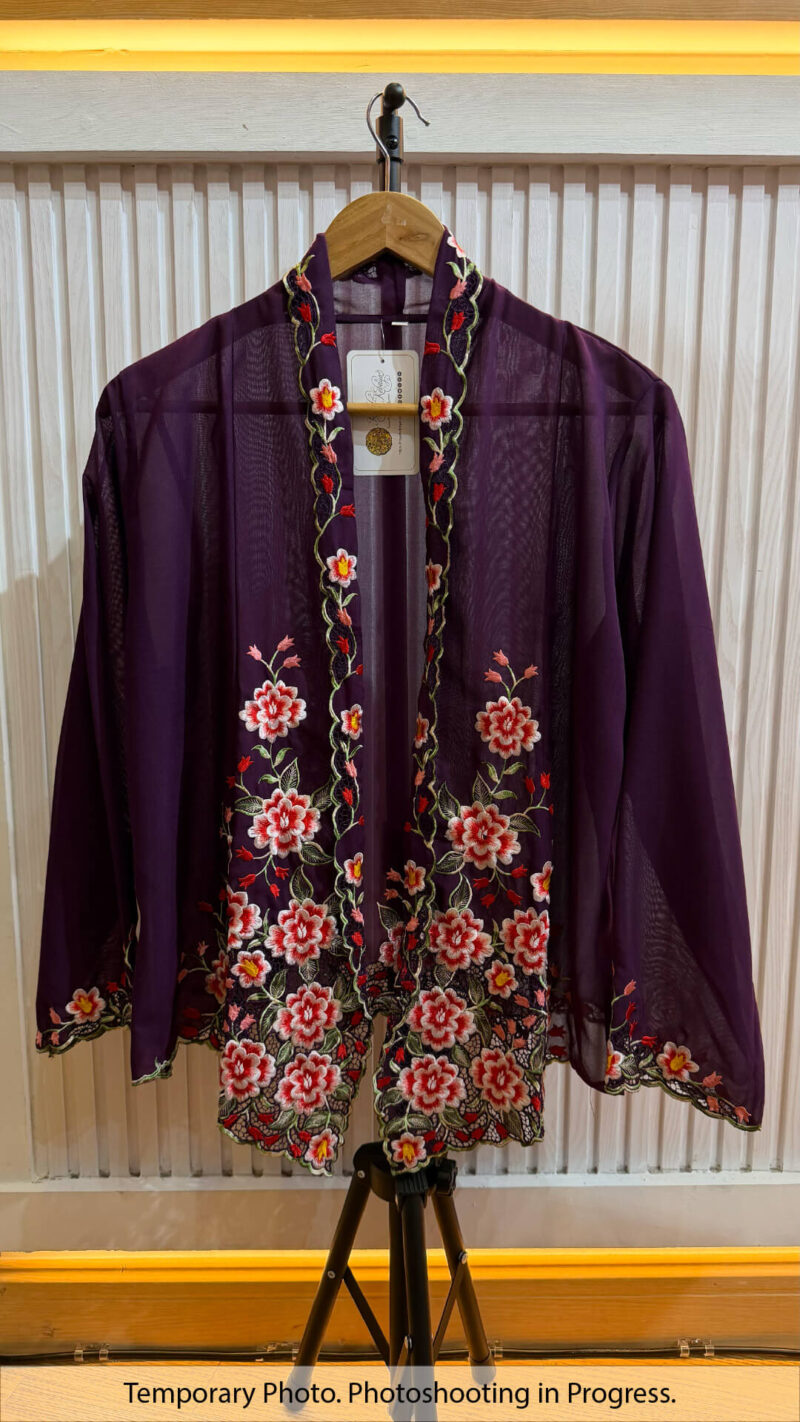 Cempaka Kebaya in Midnigh Violet and Ruby Red