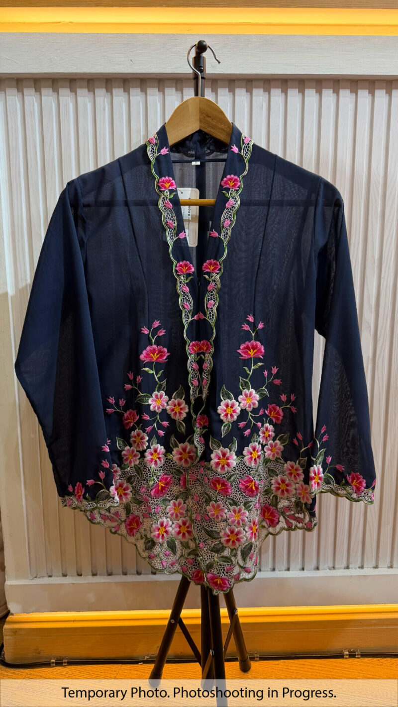 Parmadita Nyonya Kebaya in Space Indigo and Raspberry Red