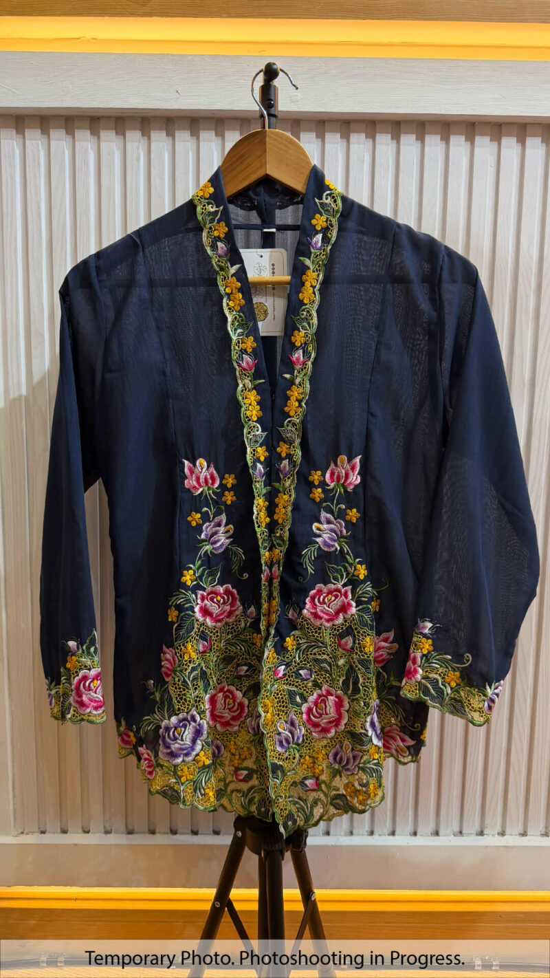 Tania Nyonya Kebaya in Space Indigo and Amber Gold