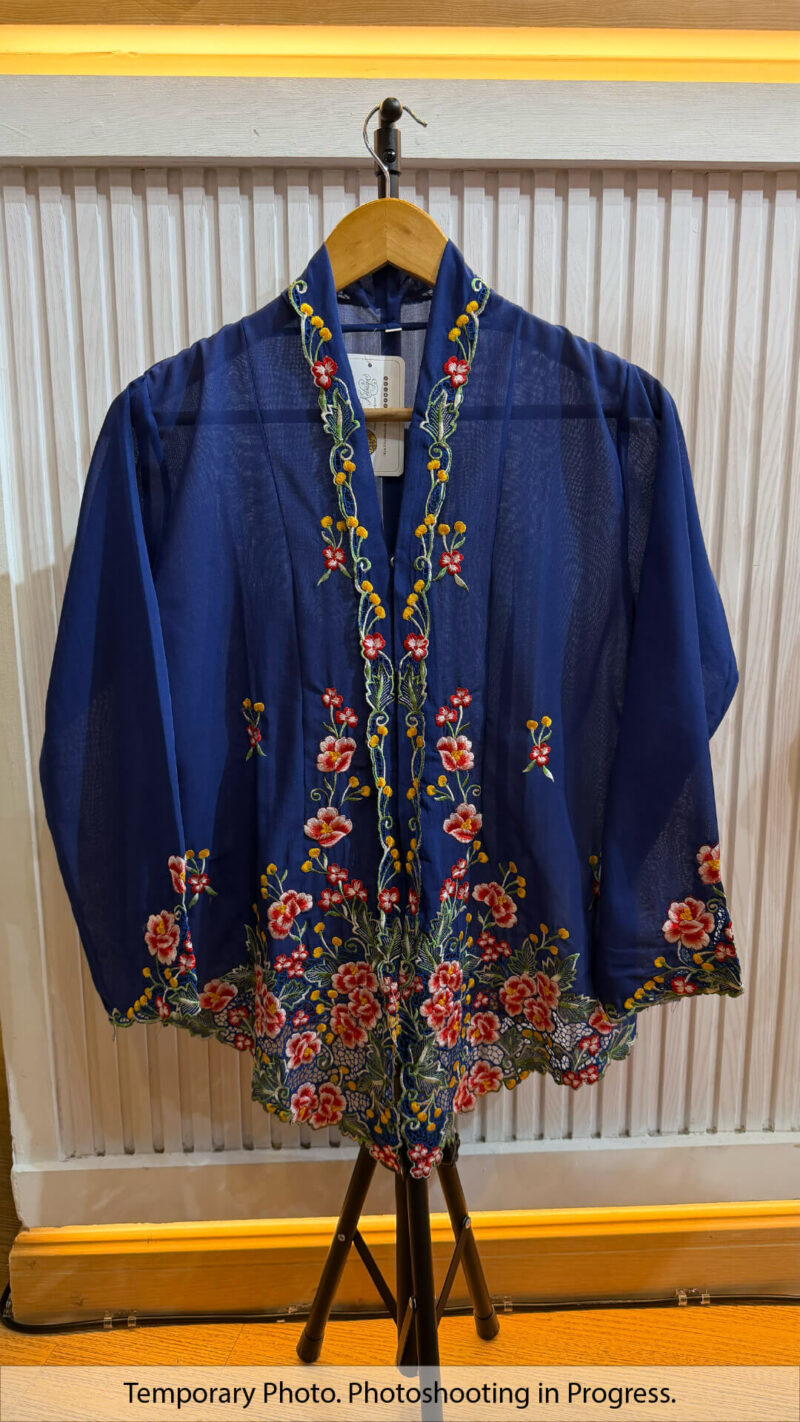 Diana Nyonya Kebaya in French Blue and Amber Gold