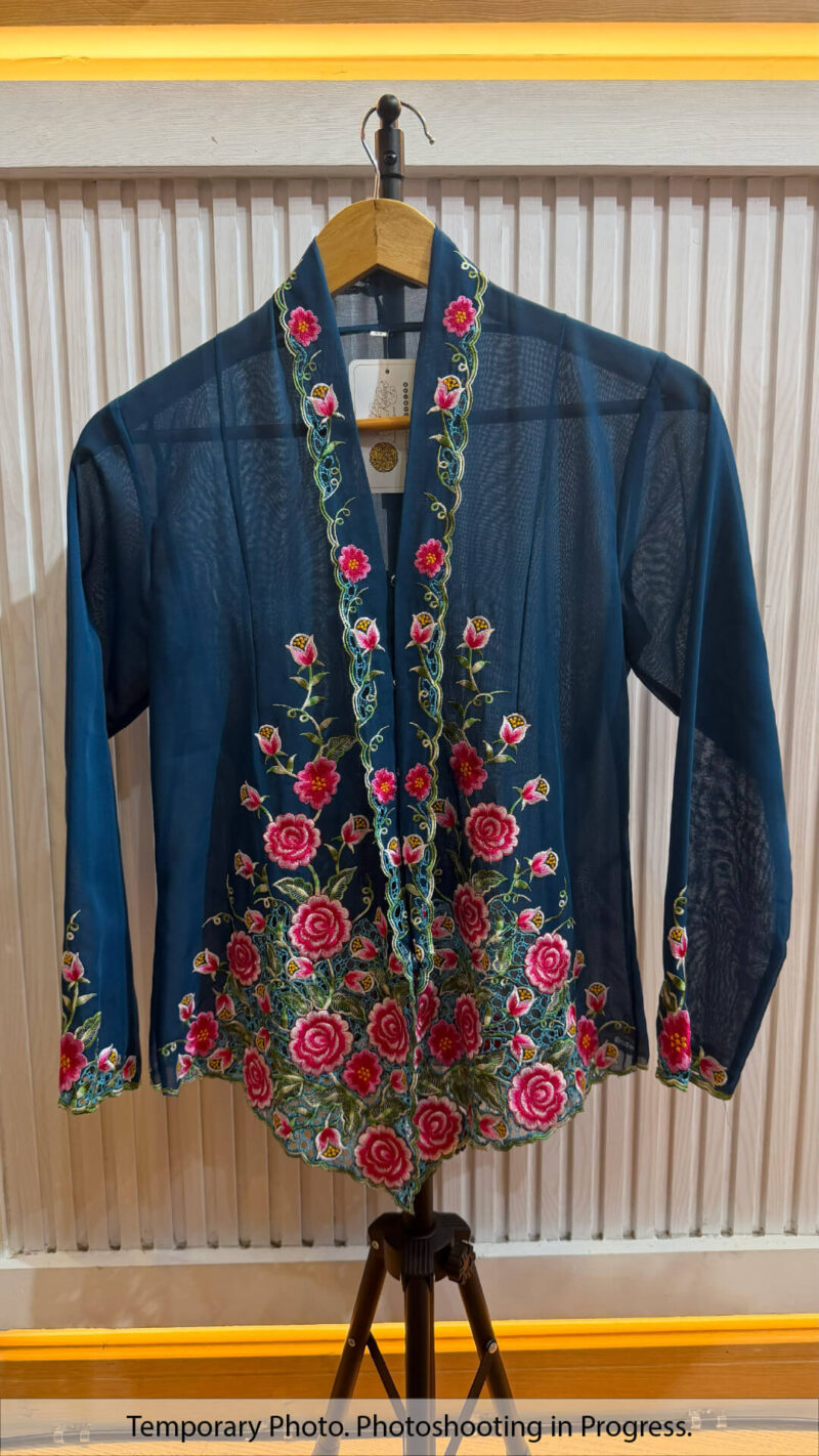 Emelda Nyonya Kebaya in Yale Blue and Raspberry Red