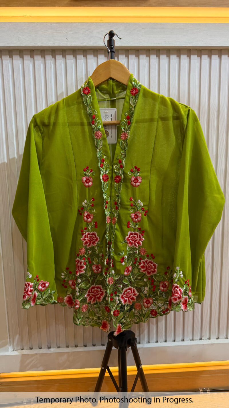 Fazura Nyonya Kebaya in Moss Green and Blood Red