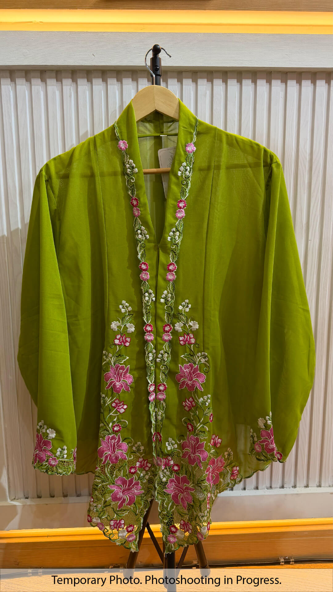 Wadaana Nyonya Kebaya in Moss Green and Cotton Candy