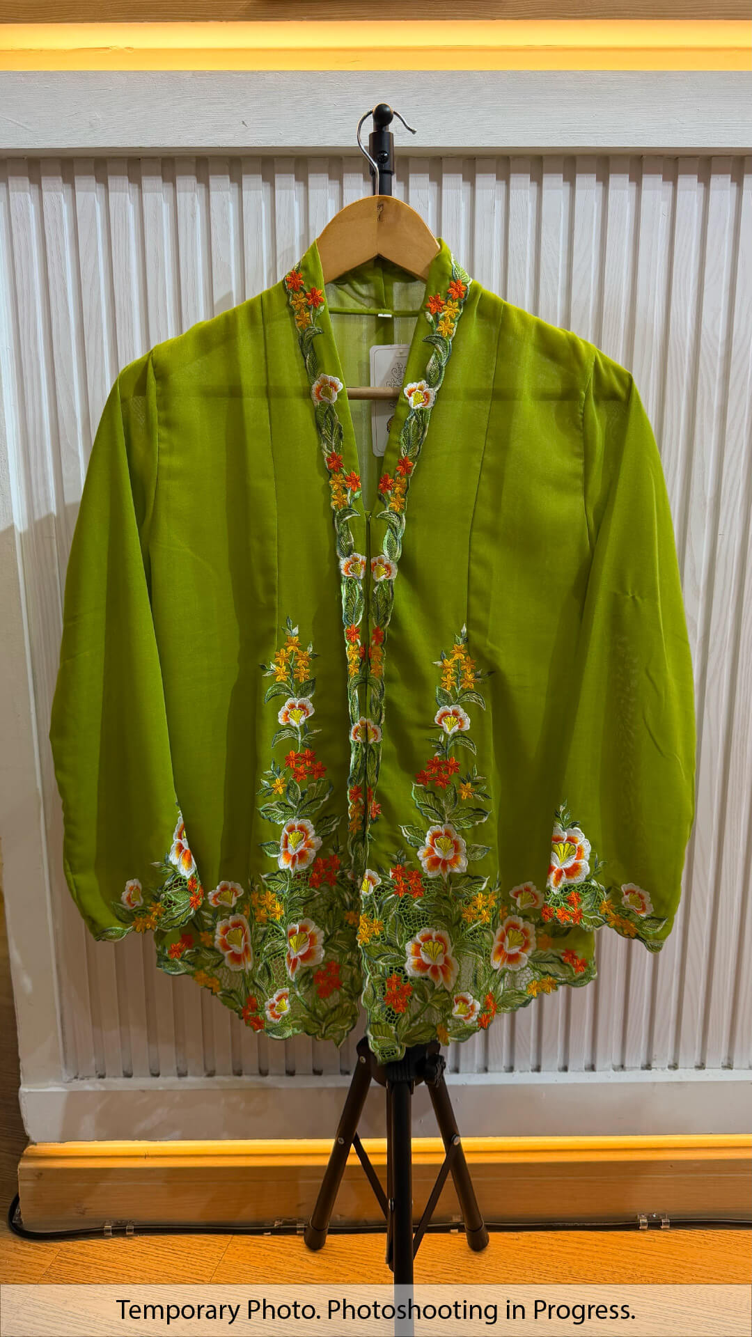 Hanin Nyonya Kebaya in Moss Green and Tiger Flame