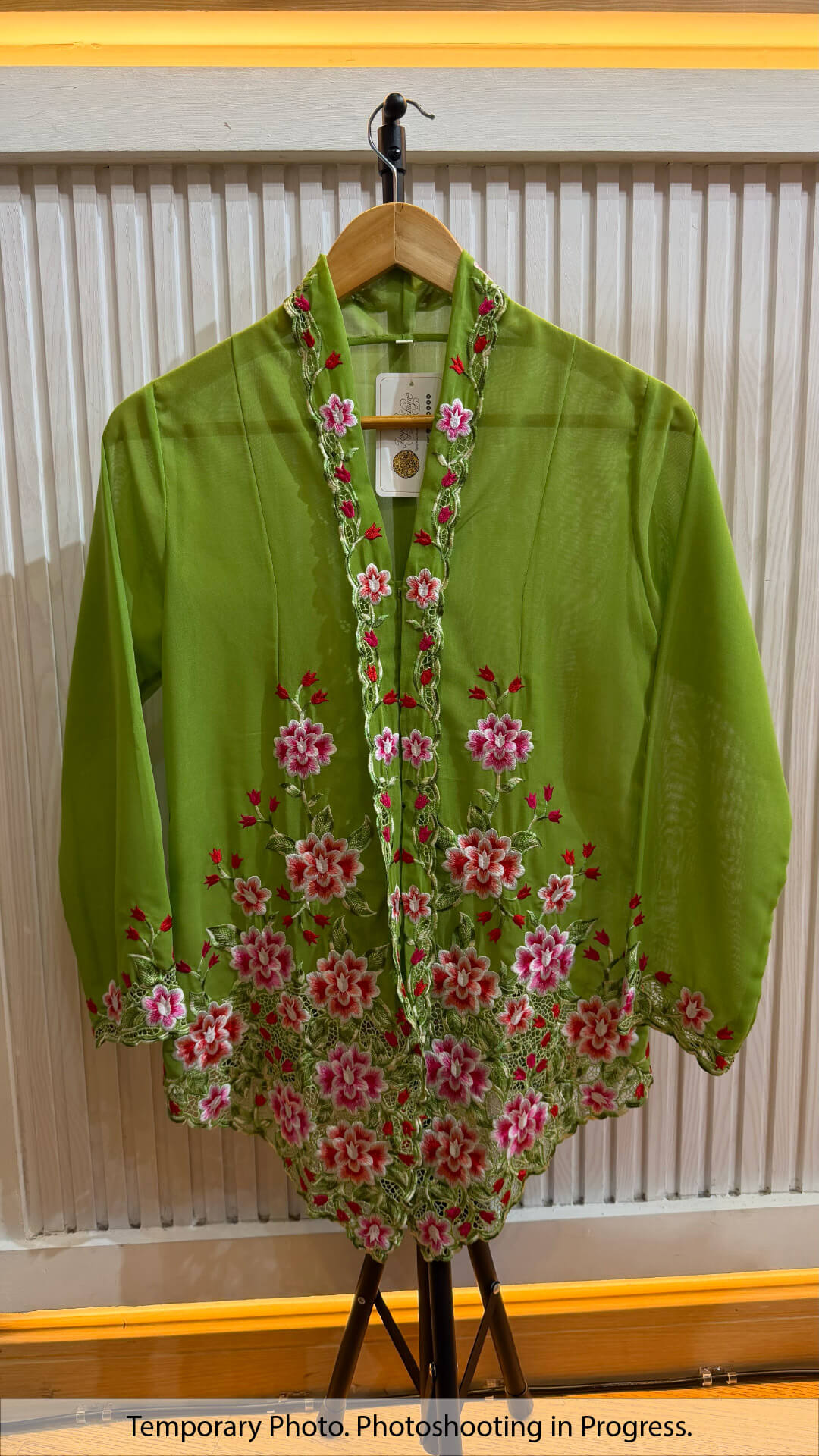 Jannah Nyonya Kebaya in Yellow Green and Rose Kiss