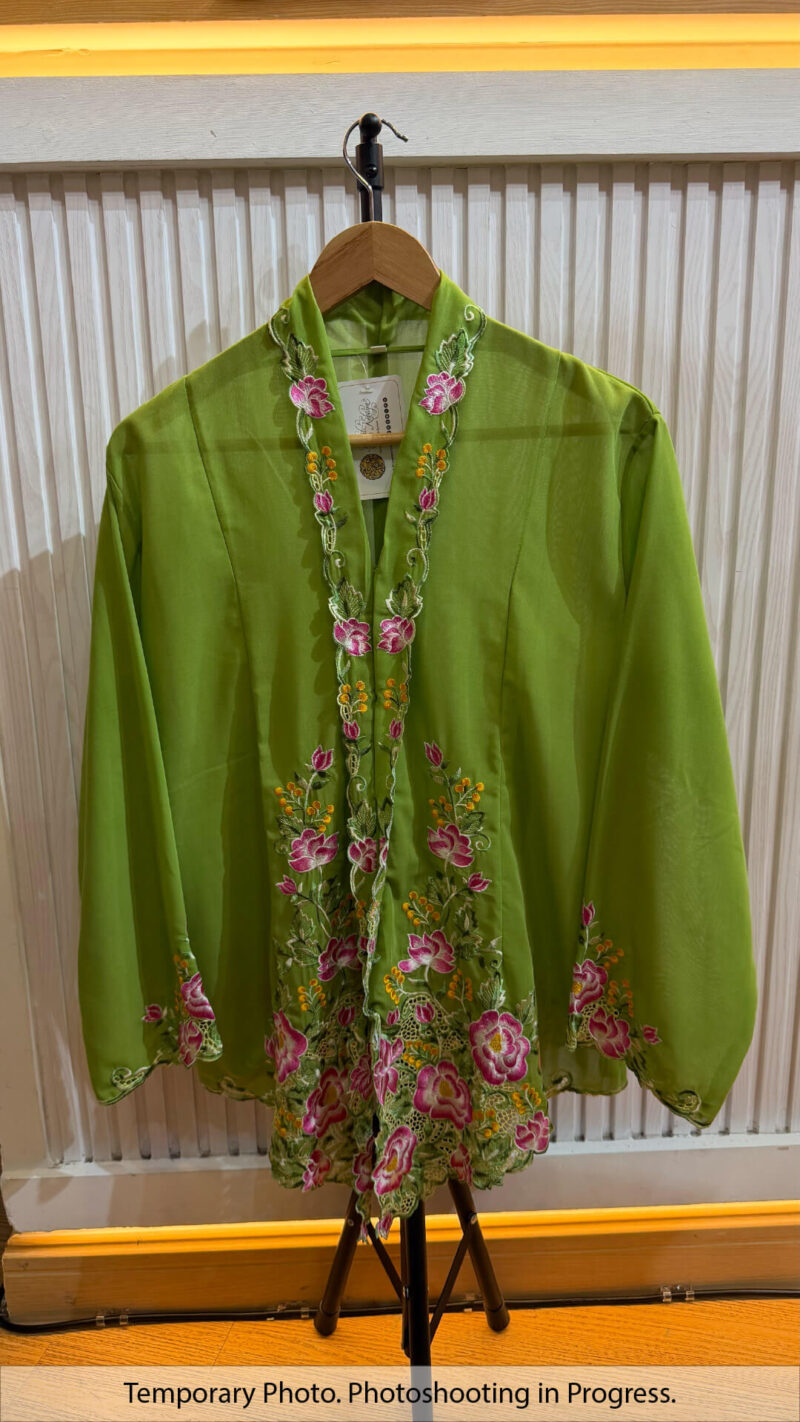 Muyusarah Nyonya Kebaya in Yellow Green and Rose Kiss