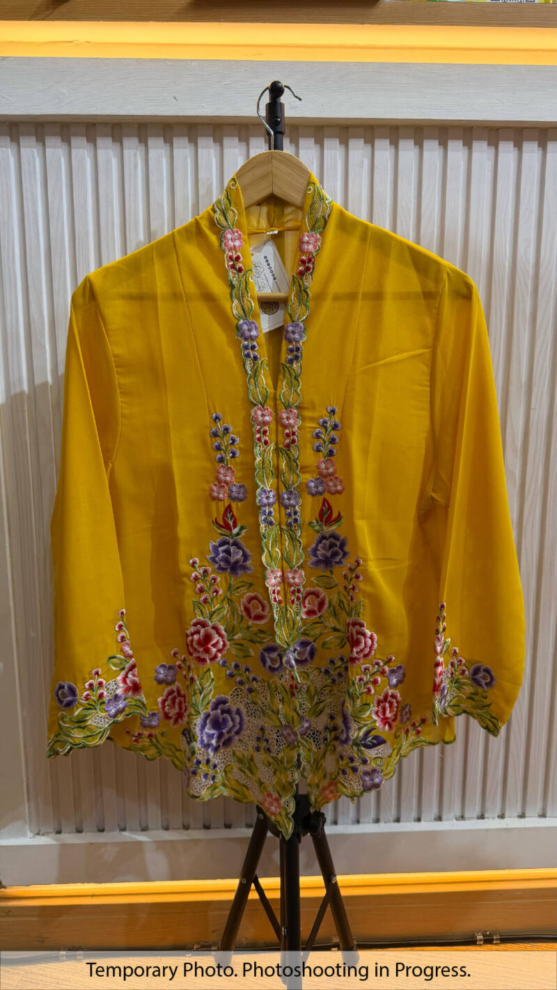 Orlanda Nyonya Kebaya in Amber Gold and Indigo