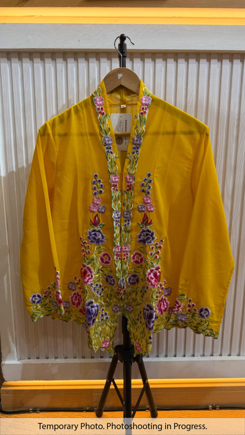 Orlanda Nyonya Kebaya in Amber Gold and Indigo