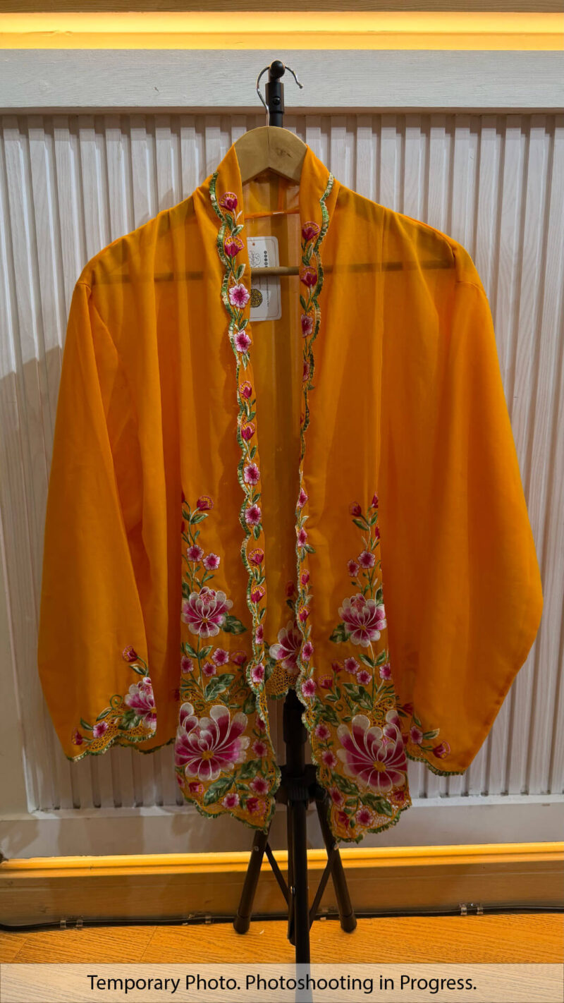 Mawar Nyonya Kebaya in Dark Orange and Fuchsia Flame