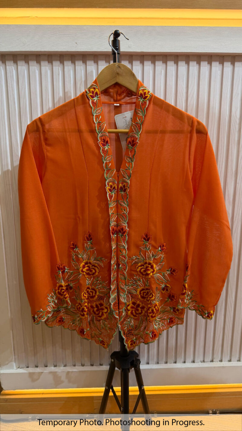 Pooja Nyonya Kebaya in Spicy Paprika and Golden Orange