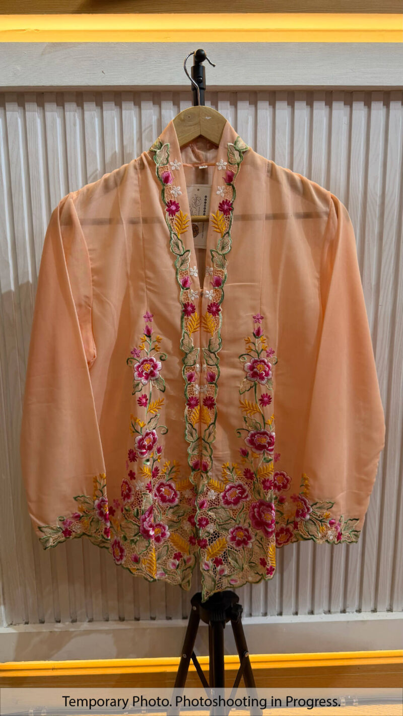 Tia Nyonya Kebaya in Peach Cream and Hot Rose