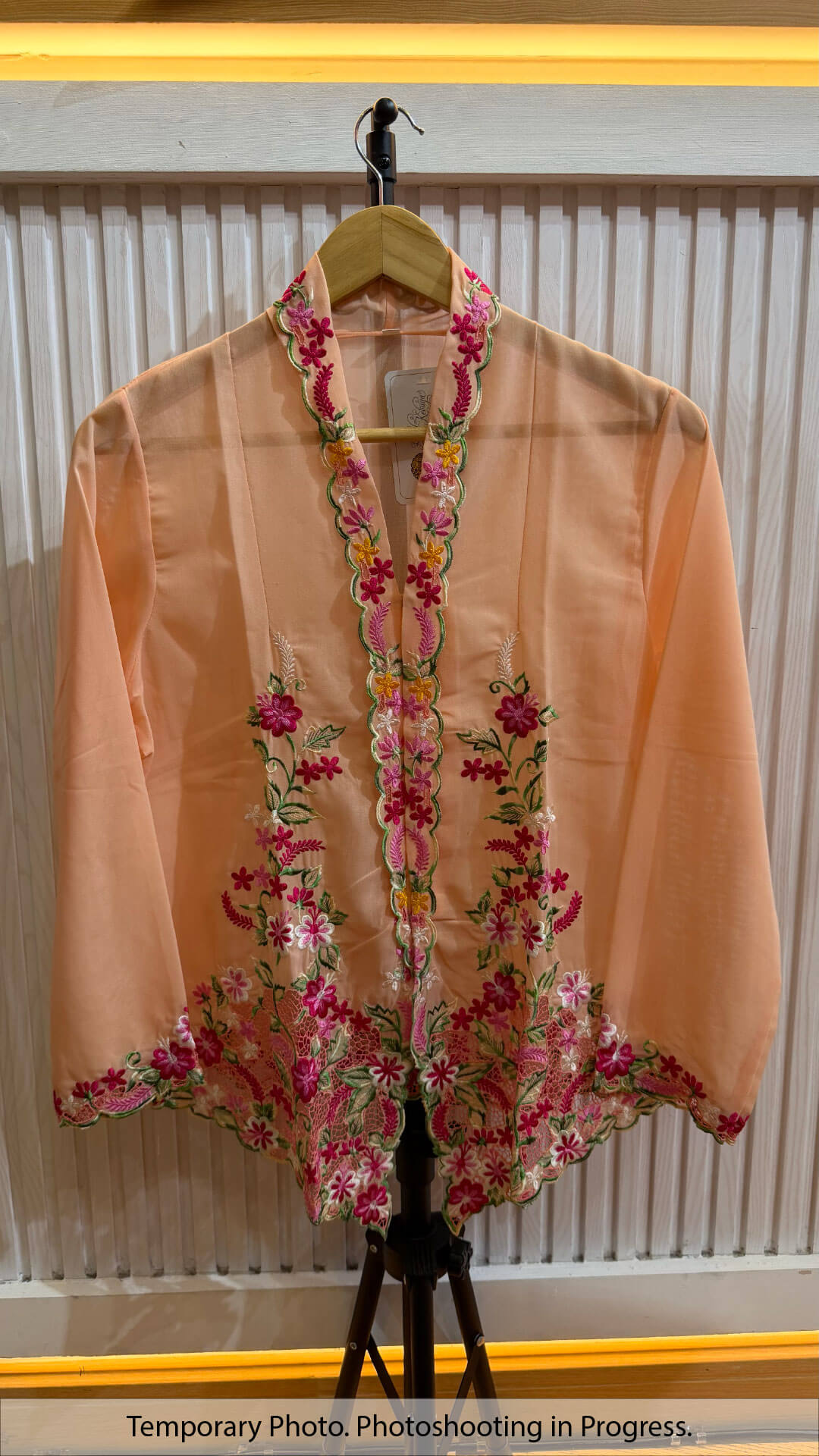 Sarah Nyonya Kebaya in Peach Cream and Forest Moss