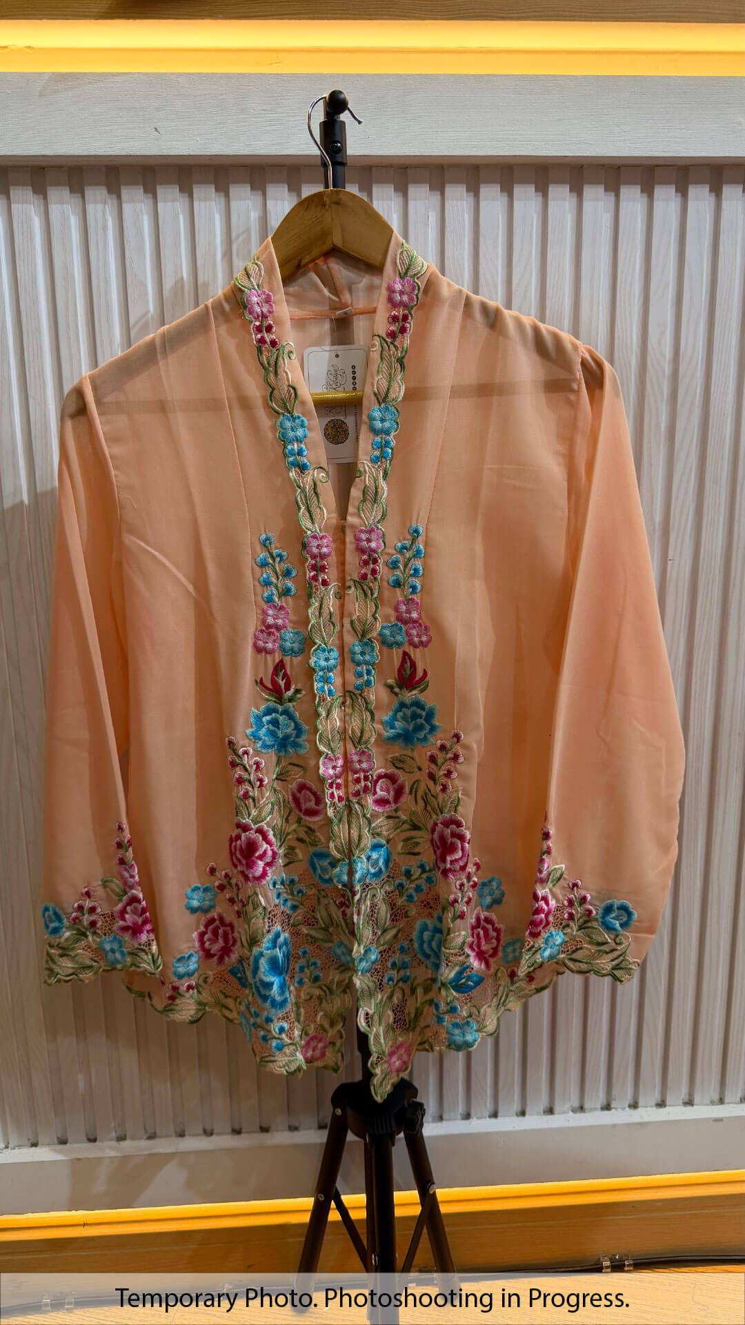 Safiya Nyonya Kebaya in Peach Cream and Sky Surge