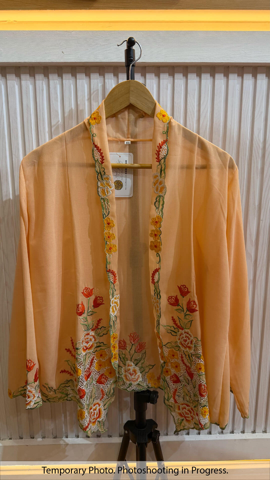 Selena Nyonya Kebaya in Peach Cream and Flame Orange