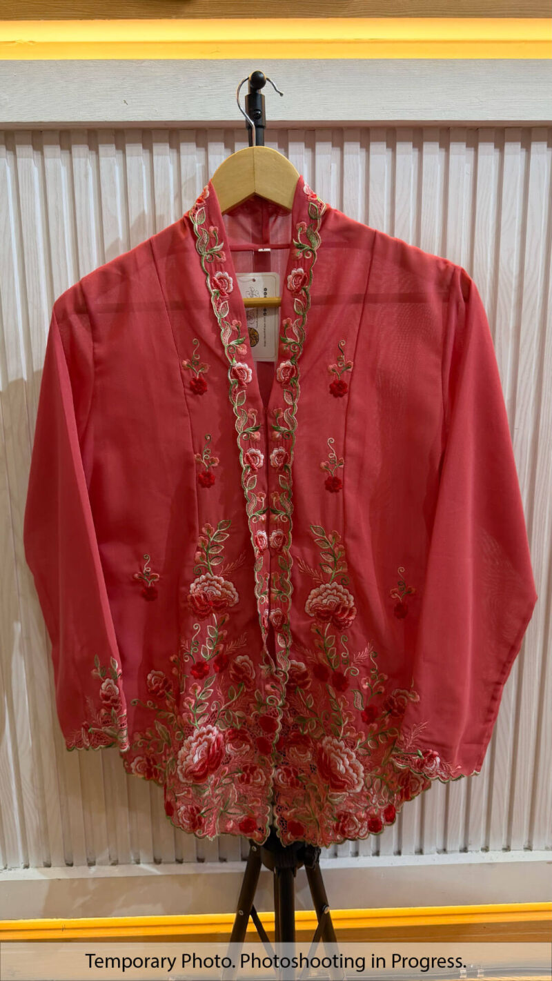 Jasmine Nyonya Kebaya in Pink Mist and Flag Red